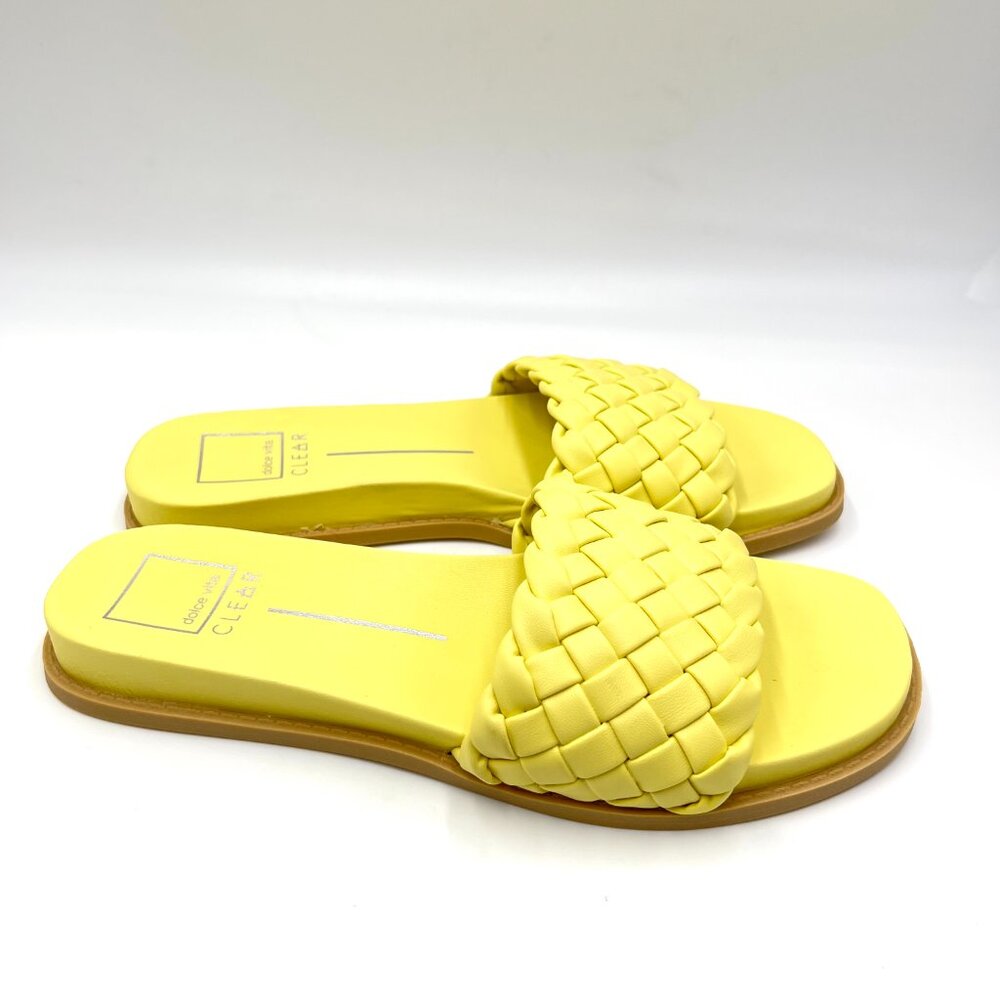 Dolce Vita Womens Size 8.5 Bright Yellow Braided Flat Slip On Sandals‎ Shoes NEW